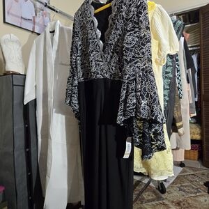 R & M Richards Black and Silver Jumpsuit. NEW